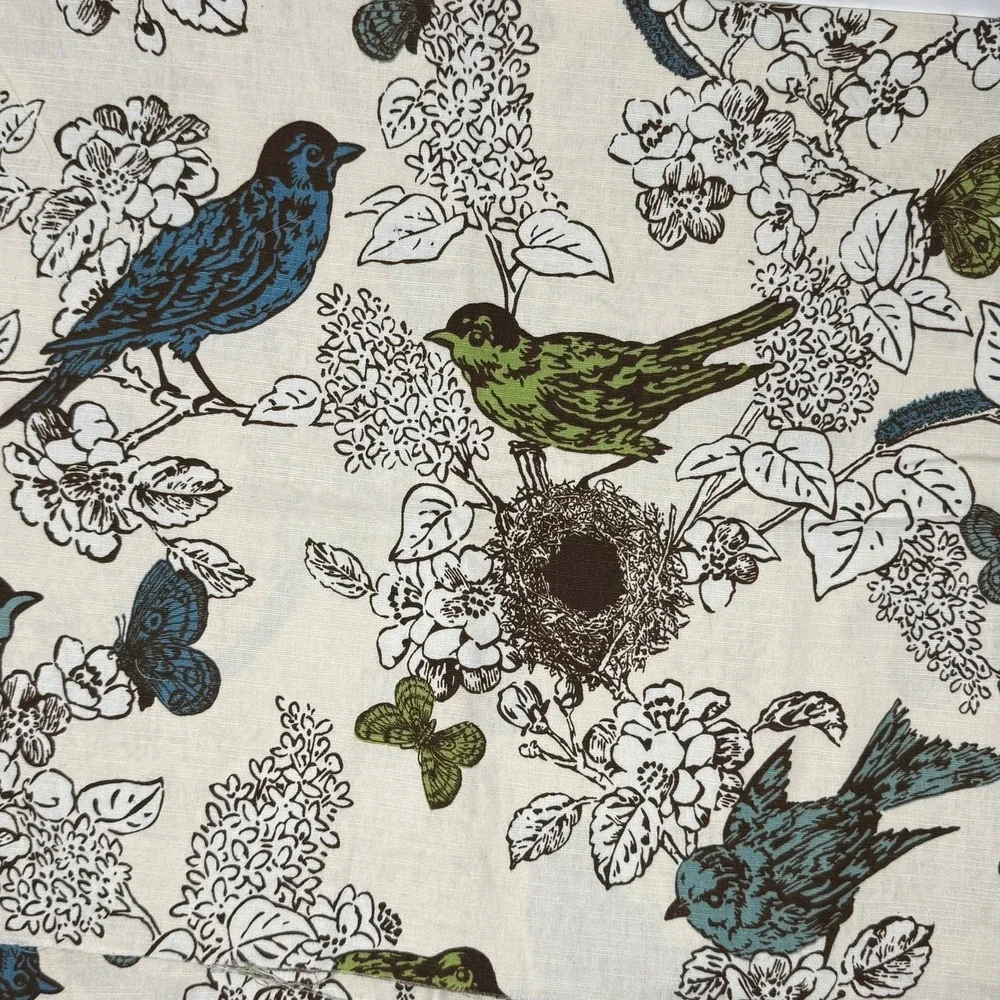 Thomas Paul for Duralee Perch Fabric Birds Butterflies Lilac Linen Blend 1 Yard